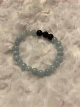 Load image into Gallery viewer, Aquamarine/Lava Stone Bead Stretch Bracelet