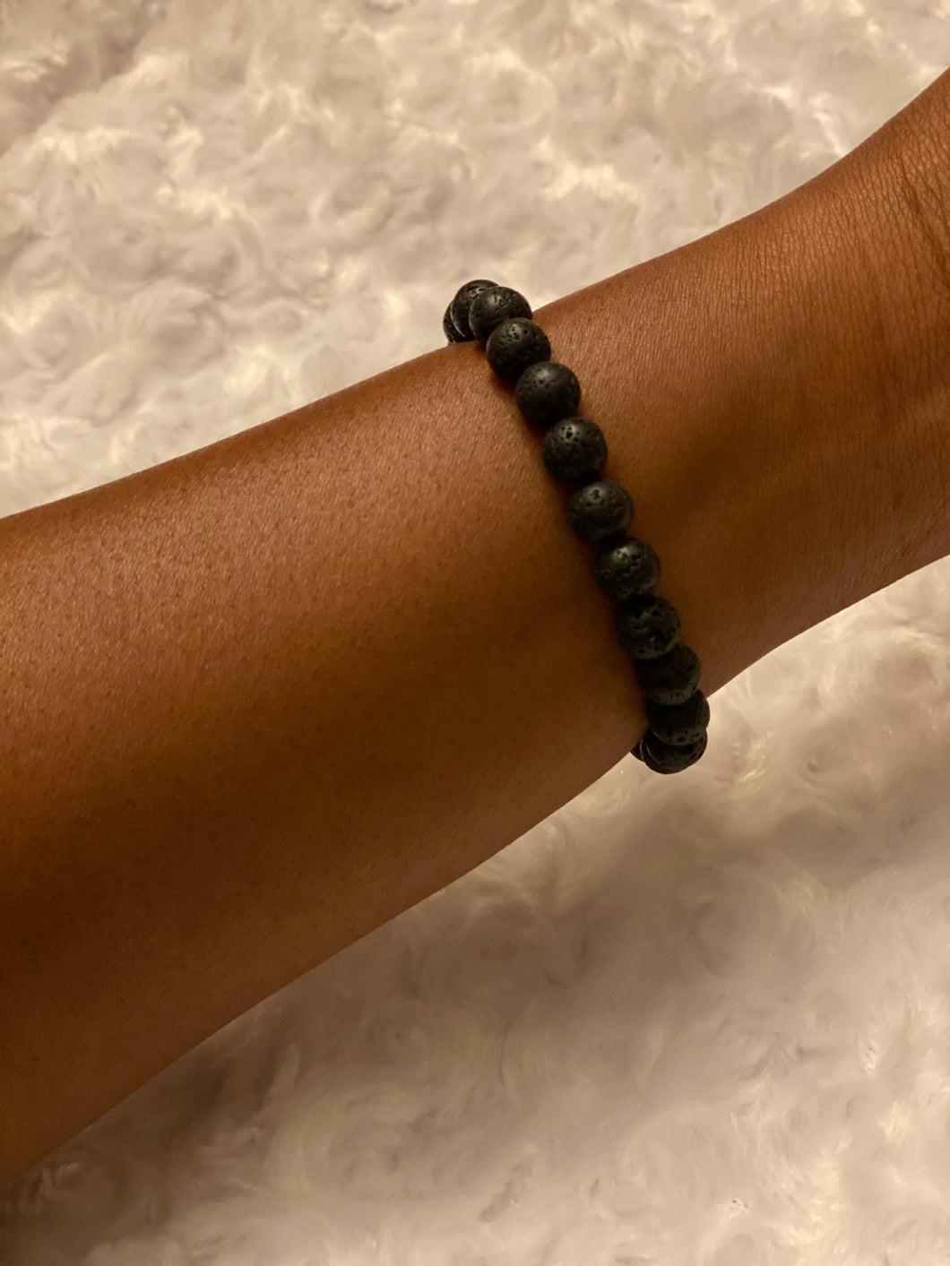 Black Lava Stone Bead Stretch Bracelet