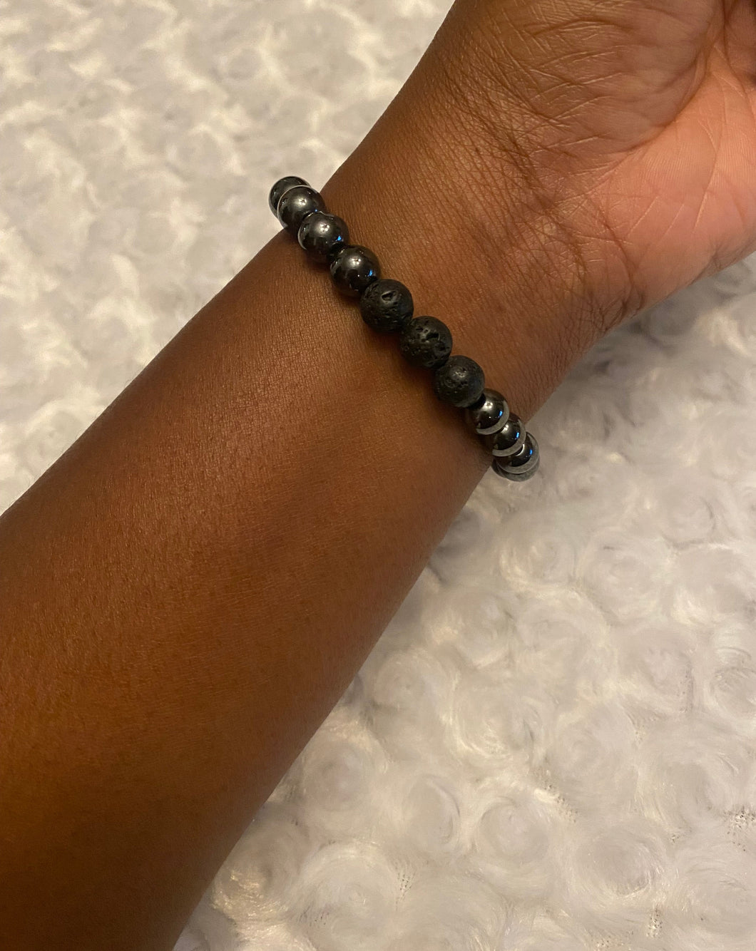 Hematite/Lava Stone Bead Stretch Bracelet